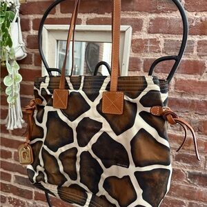 Dooney & Bourke Brown and Cream Giraffe Stylish Tote Bag Purse